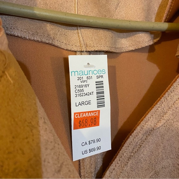 NWT Maurice’s Asymmetrical Moto Jacket Soft Faux Suede Midweight Zipper Sleevees - Picture 3 of 9